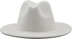 Men Wide Brim Wool Fedora Hat Classic Cowboy Hat Wedding Church Jazz Hats for Women