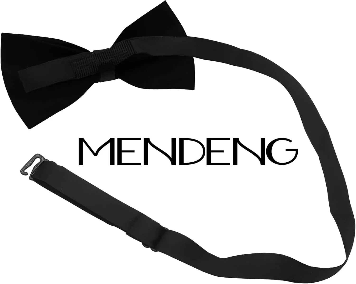 MENDENG Men's Metal Gold Bow Ties for Men Women PU Leather Satin Formal Bowtie