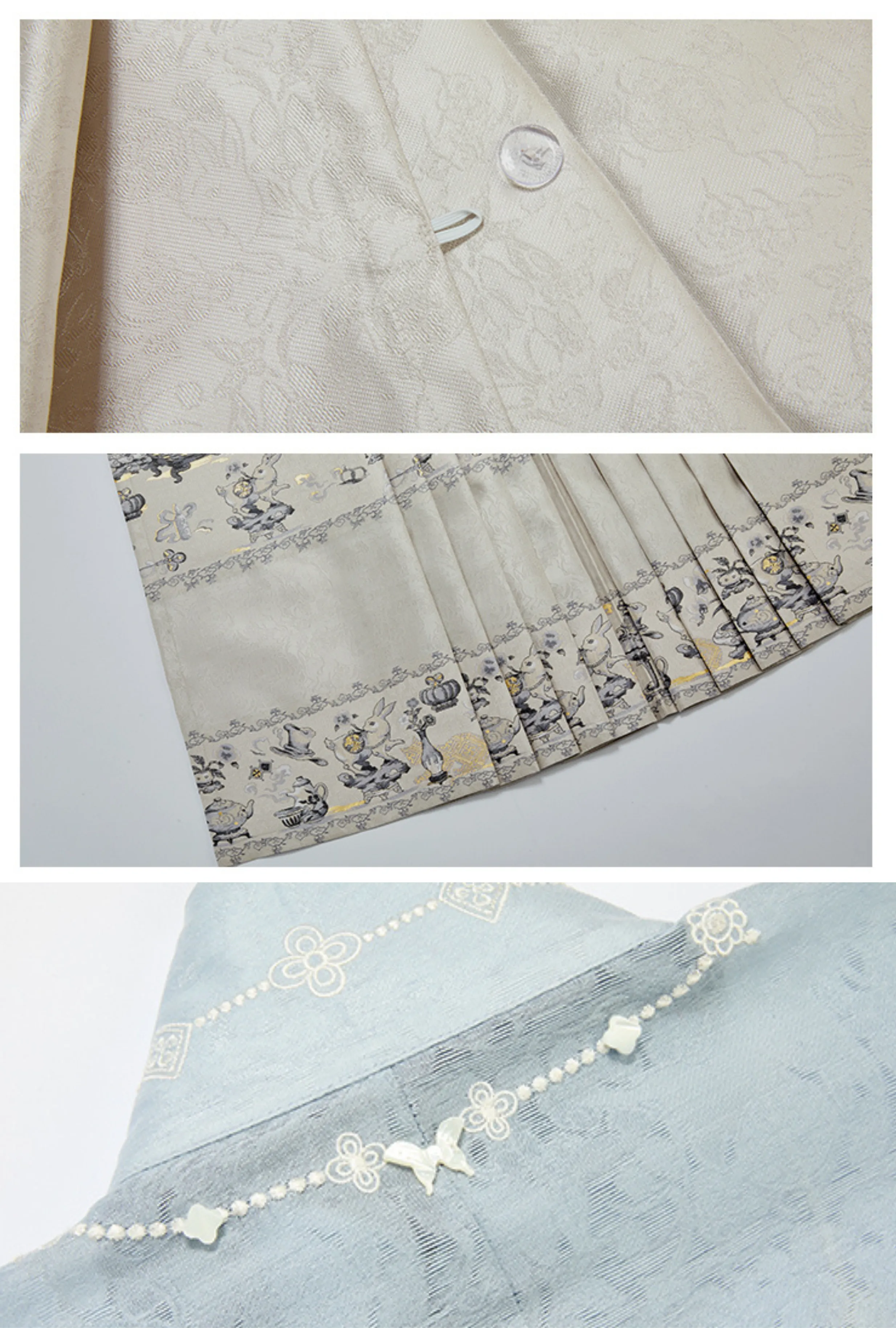 Meng Jing 梦境 Dreamscapes Modernized Late Ming Standing Collar Changshan Bijia & Mamian Set