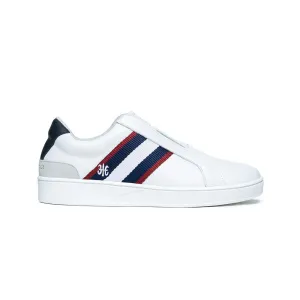 Men's Bishop White Red Blue Leather Sneakers 01712-051