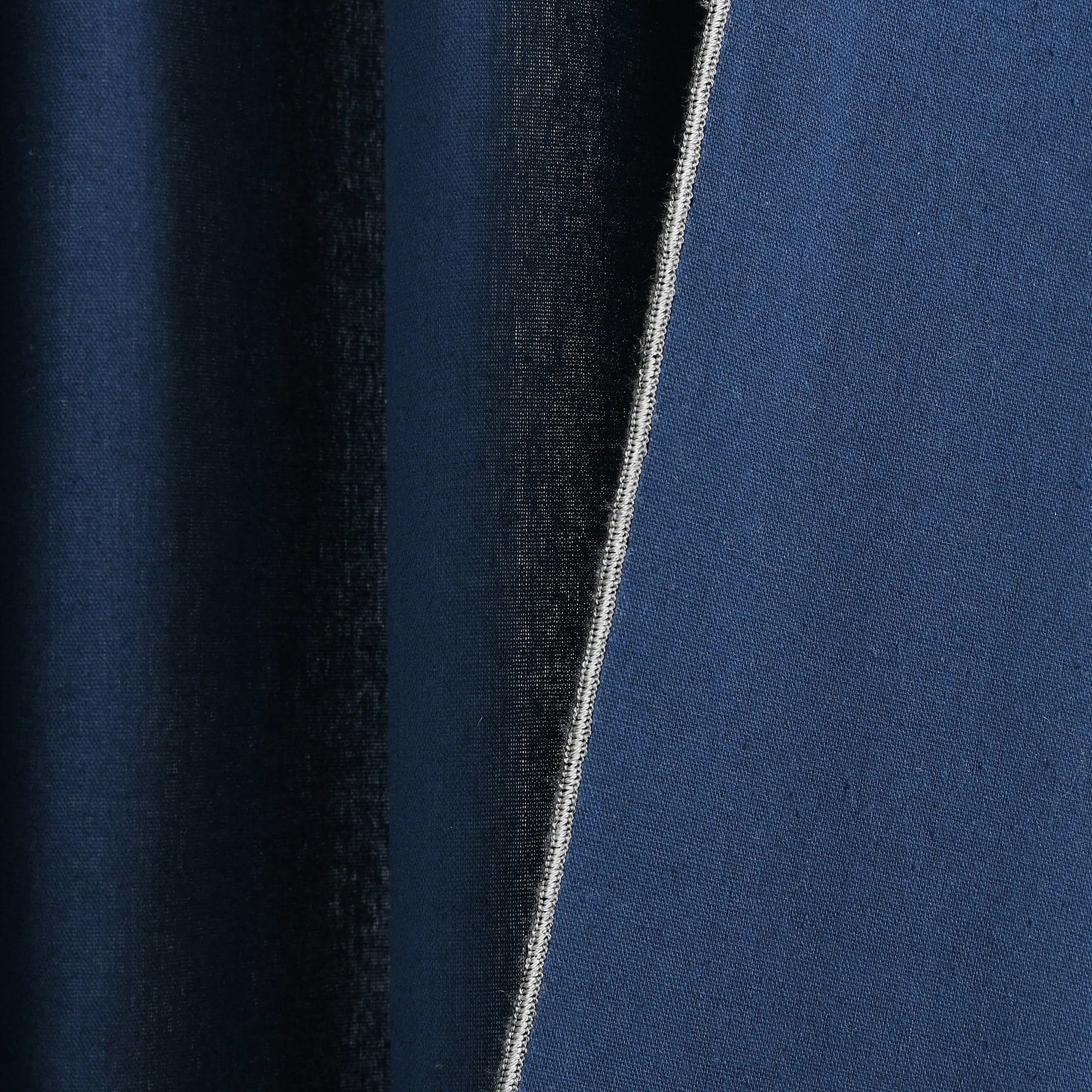 Modern Faux Linen Embroidered Edge With Attached Valance Window Curtain Panel Set