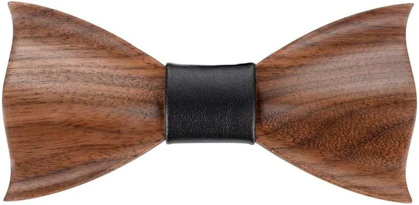 Mr.Van Mens Bow Ties Natural Walnut Wood Handcrafted Wooden Adjustable Bowties for Tuxedo Wedding Party