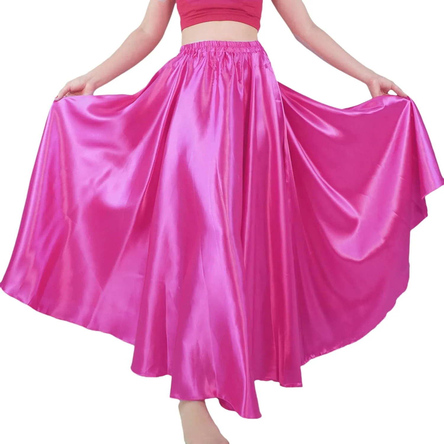MUNAFIE Women's Long Maxi Dance Skirt - Satin Fairy Skirt for Praise & Cosplay Belly Dance