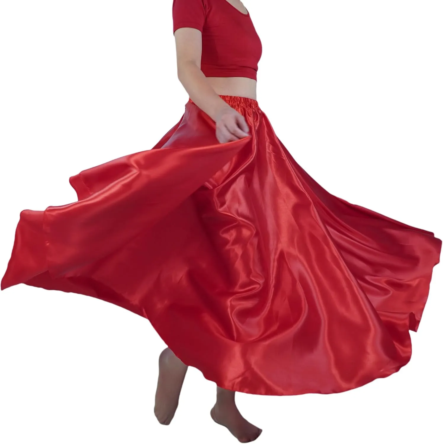 MUNAFIE Women's Long Maxi Dance Skirt - Satin Fairy Skirt for Praise & Cosplay Belly Dance