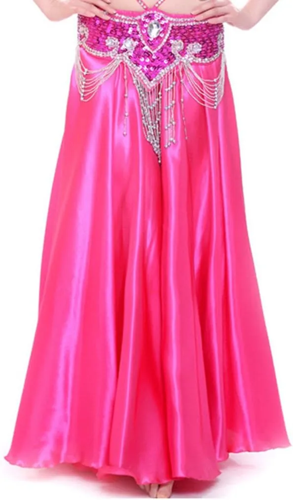 MUNAFIE Women's Long Maxi Dance Skirt - Satin Fairy Skirt for Praise & Cosplay Belly Dance