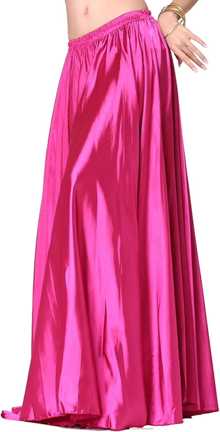 MUNAFIE Women's Long Maxi Dance Skirt - Satin Fairy Skirt for Praise & Cosplay Belly Dance