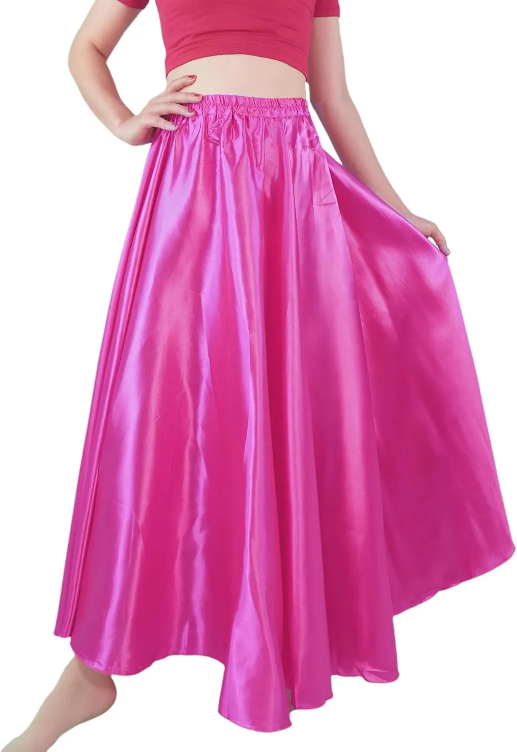 MUNAFIE Women's Long Maxi Dance Skirt - Satin Fairy Skirt for Praise & Cosplay Belly Dance