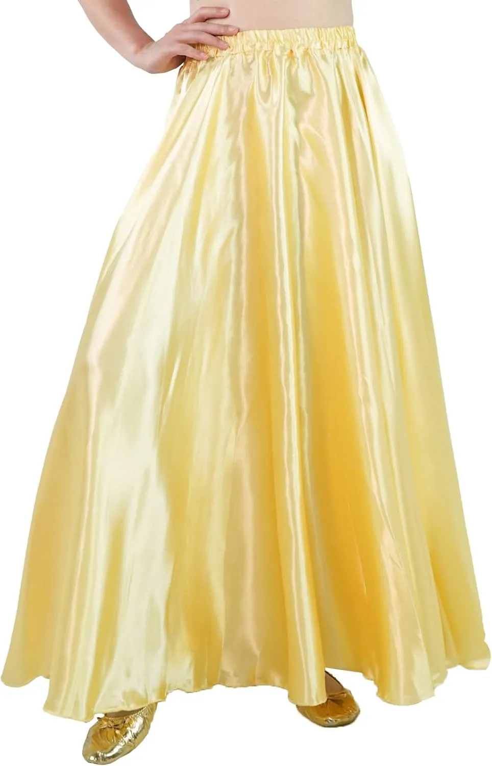MUNAFIE Women's Long Maxi Dance Skirt - Satin Fairy Skirt for Praise & Cosplay Belly Dance
