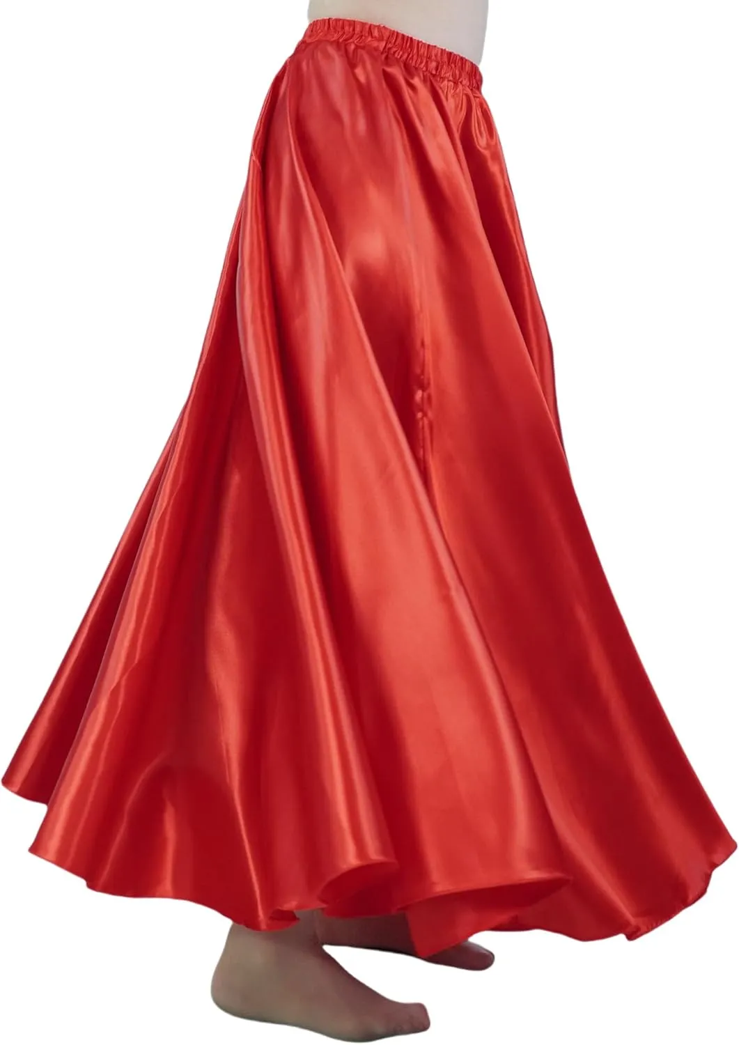 MUNAFIE Women's Long Maxi Dance Skirt - Satin Fairy Skirt for Praise & Cosplay Belly Dance