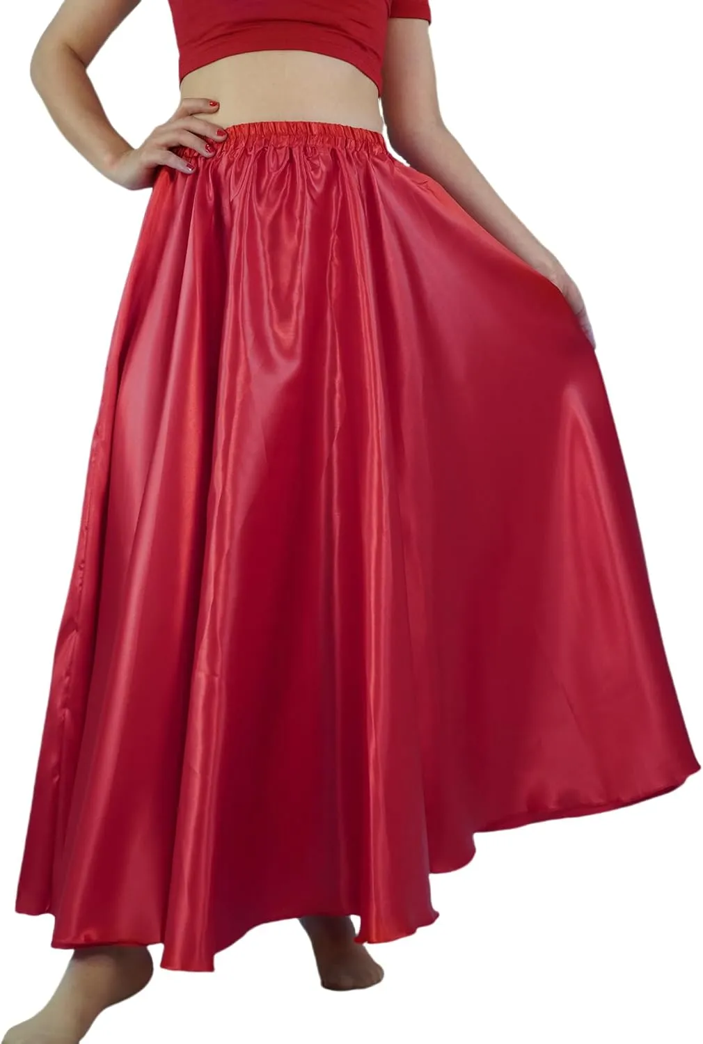 MUNAFIE Women's Long Maxi Dance Skirt - Satin Fairy Skirt for Praise & Cosplay Belly Dance