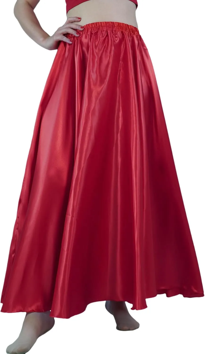 MUNAFIE Women's Long Maxi Dance Skirt - Satin Fairy Skirt for Praise & Cosplay Belly Dance