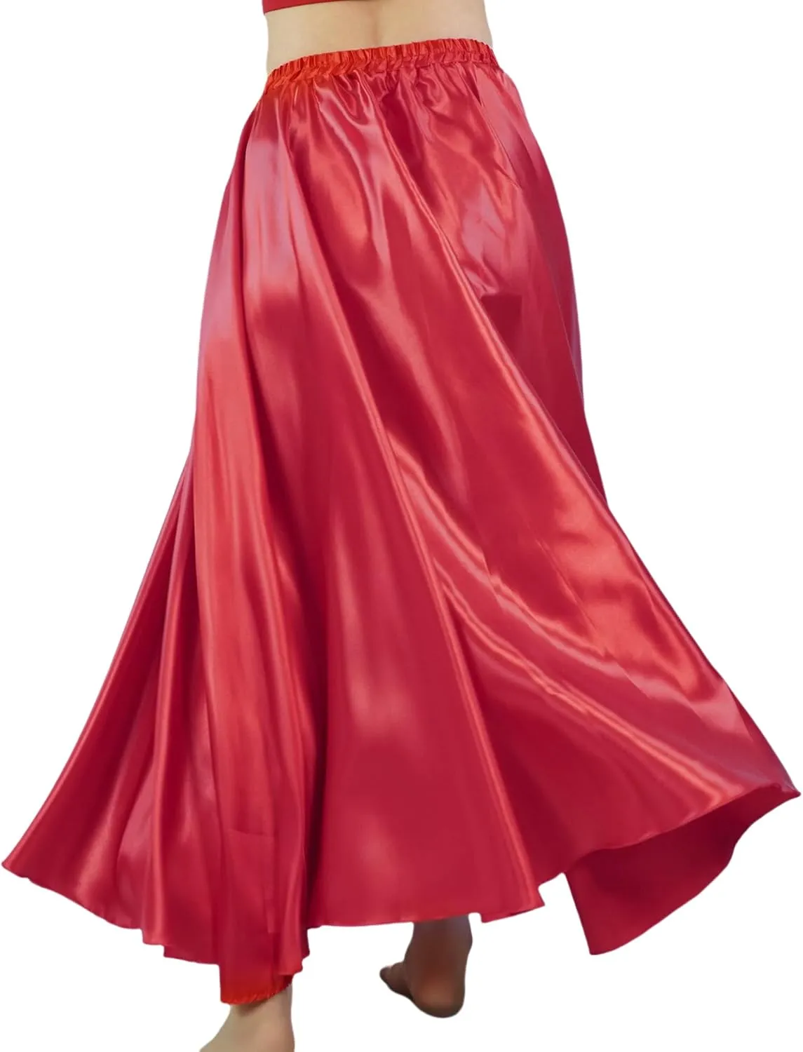 MUNAFIE Women's Long Maxi Dance Skirt - Satin Fairy Skirt for Praise & Cosplay Belly Dance