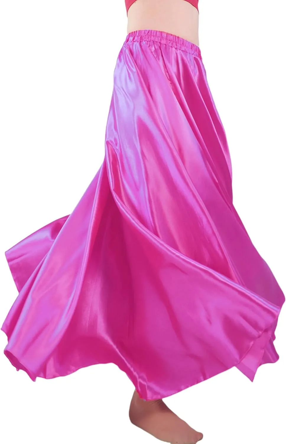 MUNAFIE Women's Long Maxi Dance Skirt - Satin Fairy Skirt for Praise & Cosplay Belly Dance