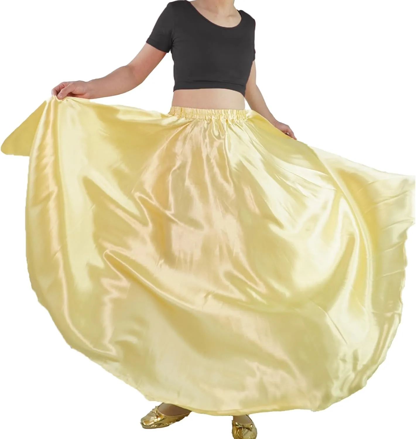 MUNAFIE Women's Long Maxi Dance Skirt - Satin Fairy Skirt for Praise & Cosplay Belly Dance