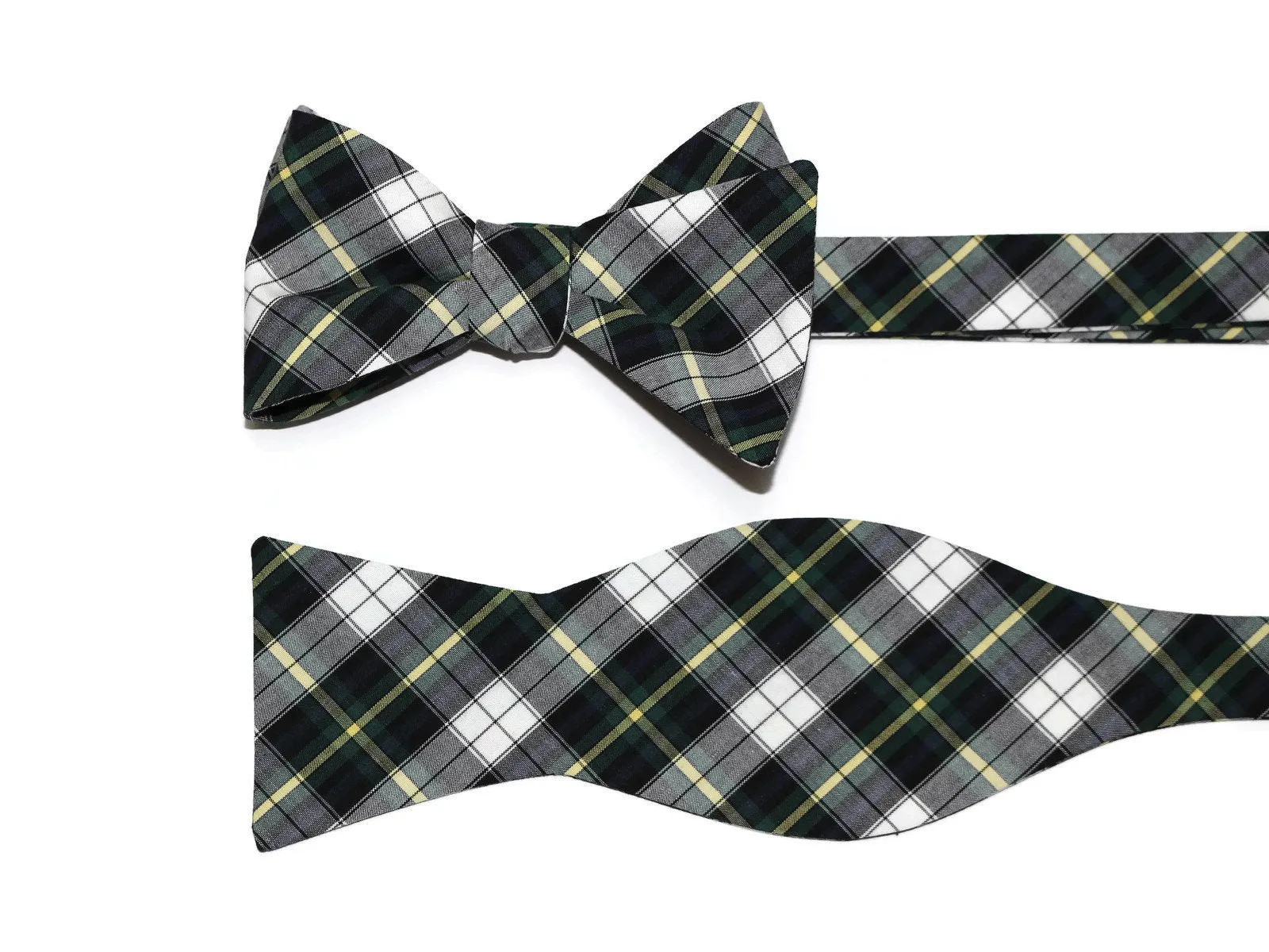 Navy & Green Tartan Plaid Cummerbund & Bow Tie