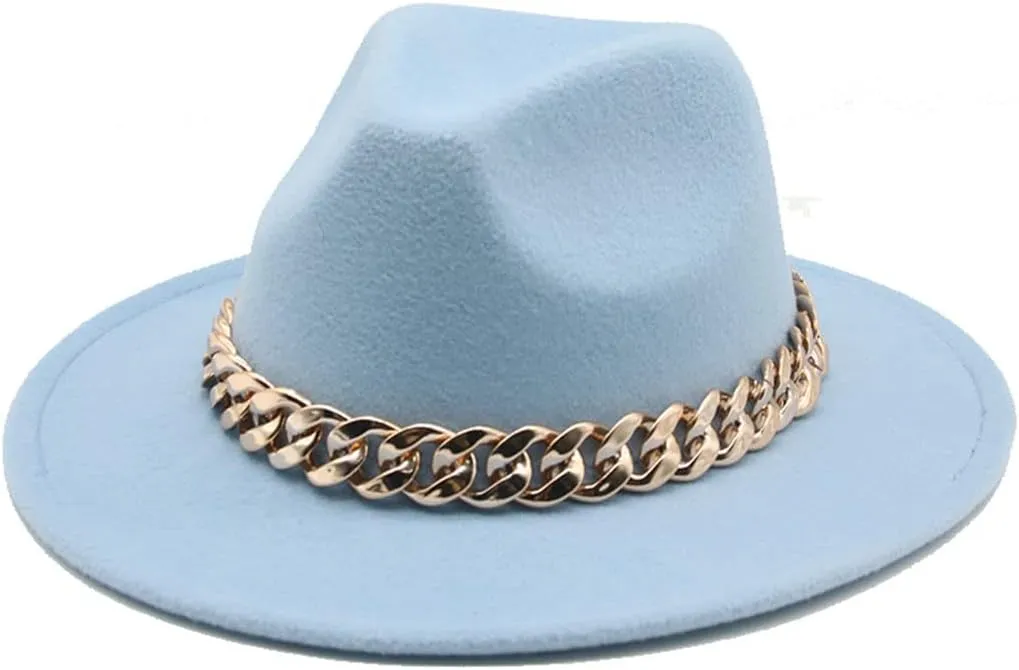 Niiyyjj Fedora Hats for Women Men Wide Brim Thick Band Felted Hat Jazz Cap Panama Hat Femme
