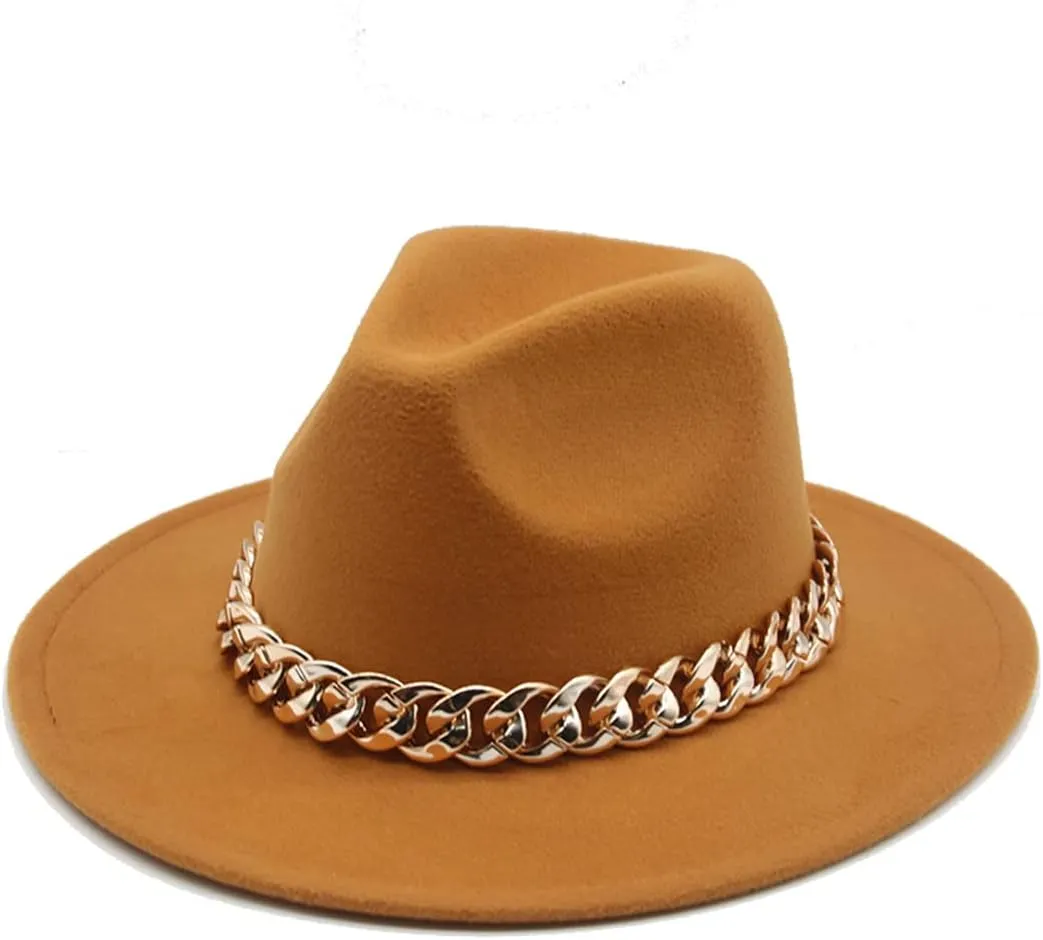 Niiyyjj Fedora Hats for Women Men Wide Brim Thick Band Felted Hat Jazz Cap Panama Hat Femme
