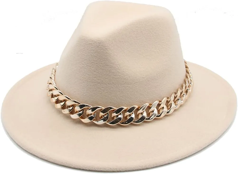 Niiyyjj Fedora Hats for Women Men Wide Brim Thick Band Felted Hat Jazz Cap Panama Hat Femme