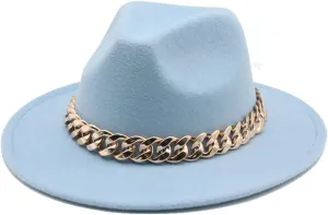 Niiyyjj Fedora Hats for Women Men Wide Brim Thick Band Felted Hat Jazz Cap Panama Hat Femme
