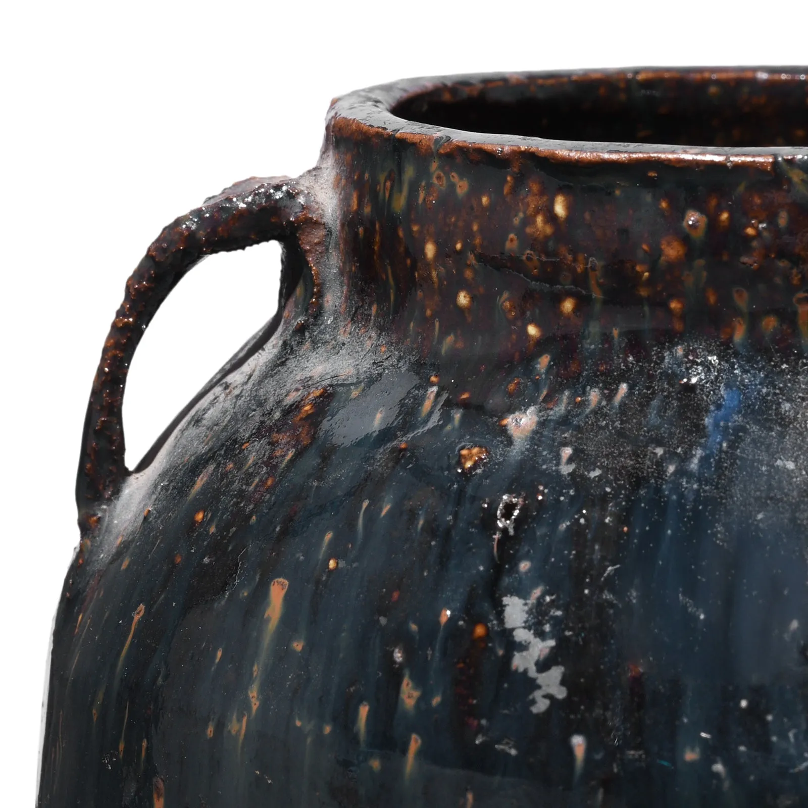 Old Black Glazed Chinese Stoneware Rice Storage Jar