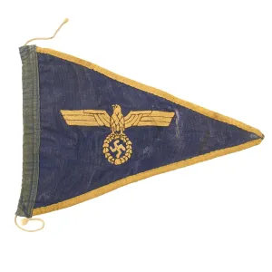 Original German WWII Navy Kriegsmarine Officer Vehicle Staff Car Fender Small Pennant Flag