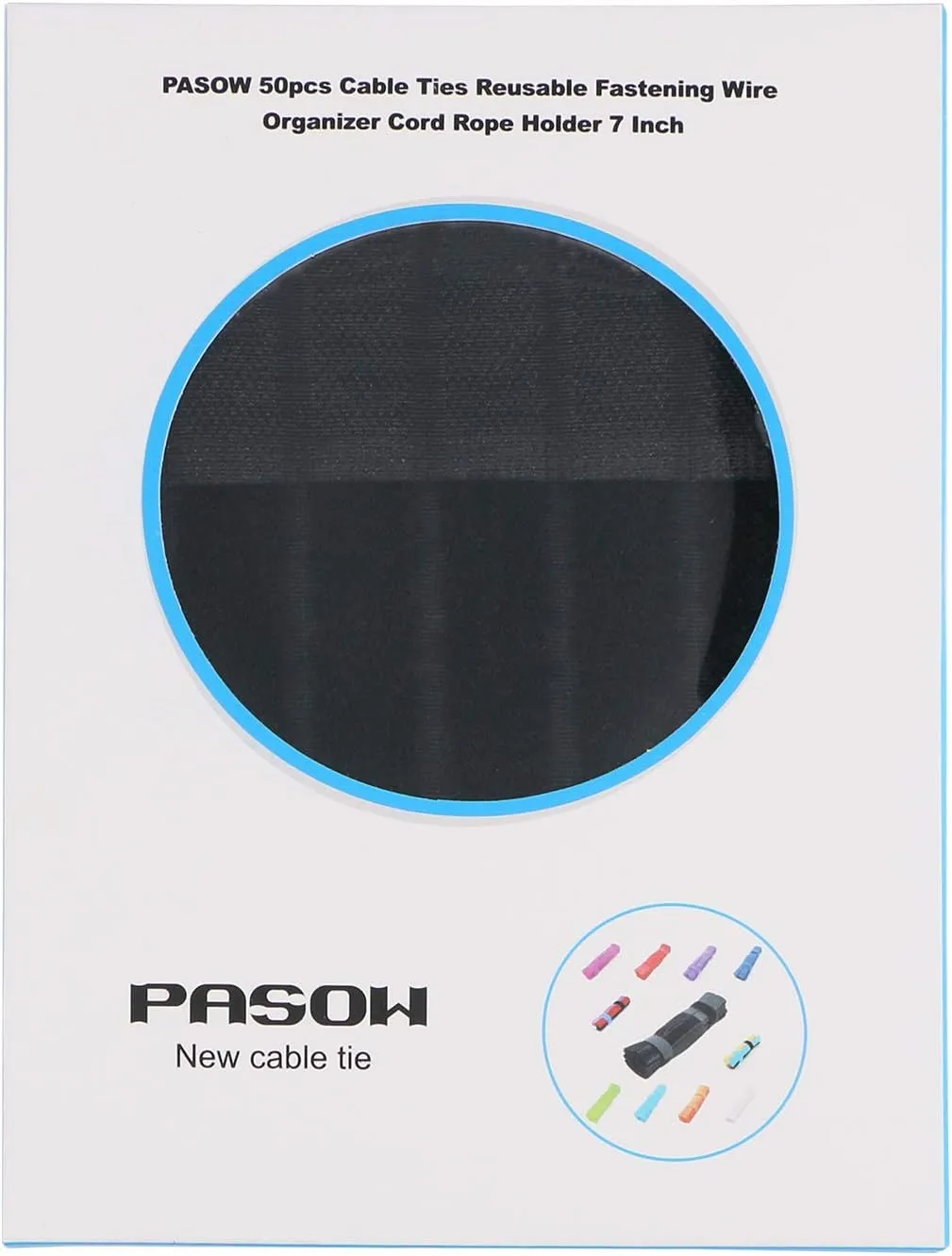 PASOW 50pcs Cable Ties Reusable Fastening Wire Organizer Cord Rope Holder 7 Inch (Black)