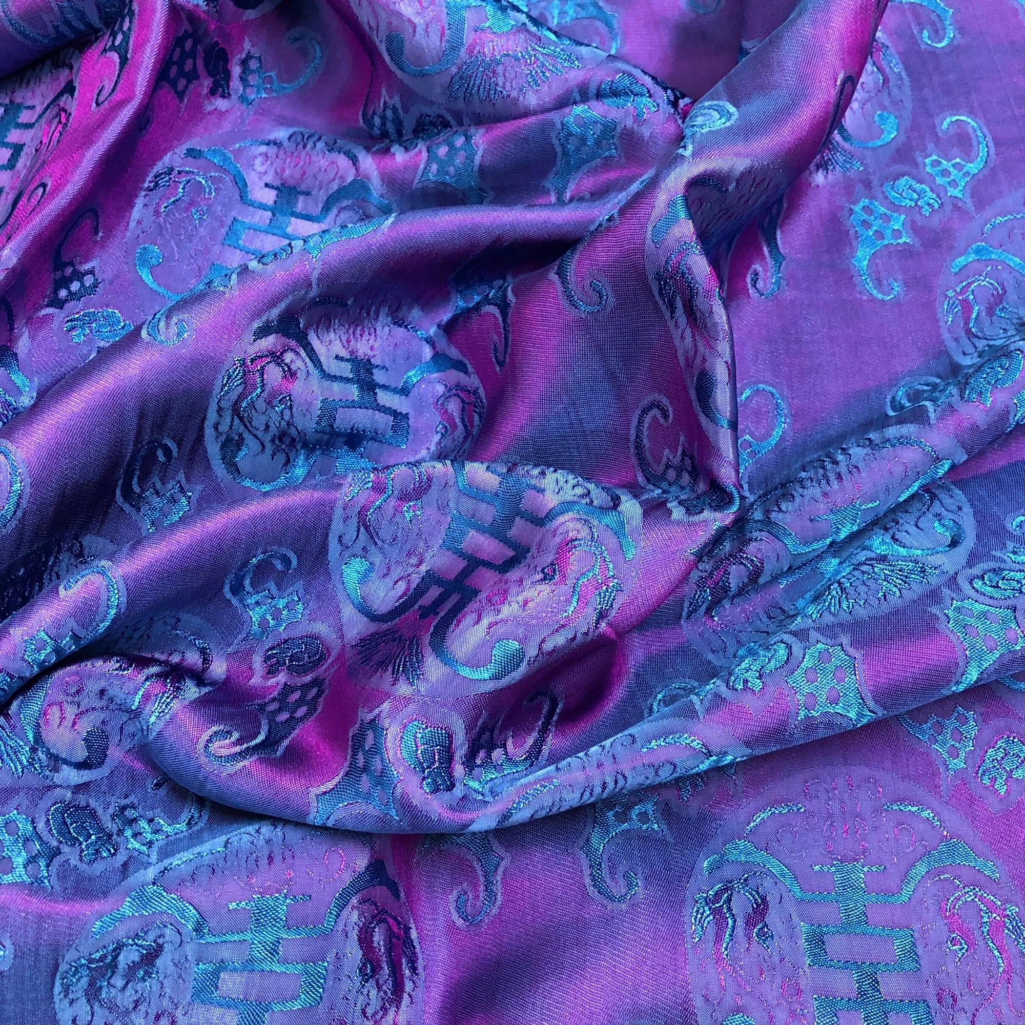 PATTERN MULBERRY SILK fabric by the yard - Purple pattern silk - Handmade fabric – Dress making – Silk for sewing - Gift for her