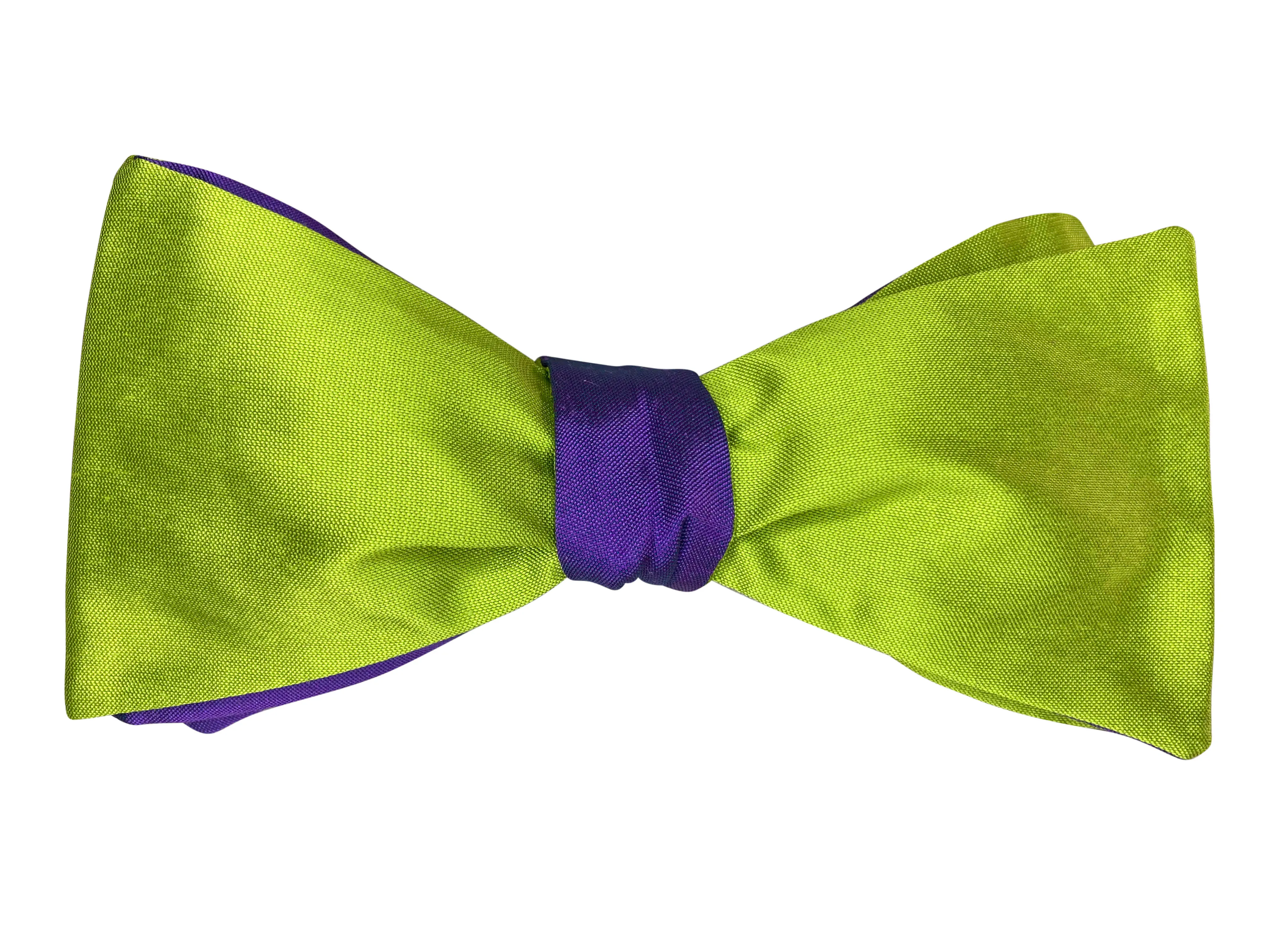 Purple & Green Silk 4-Way Bow Tie