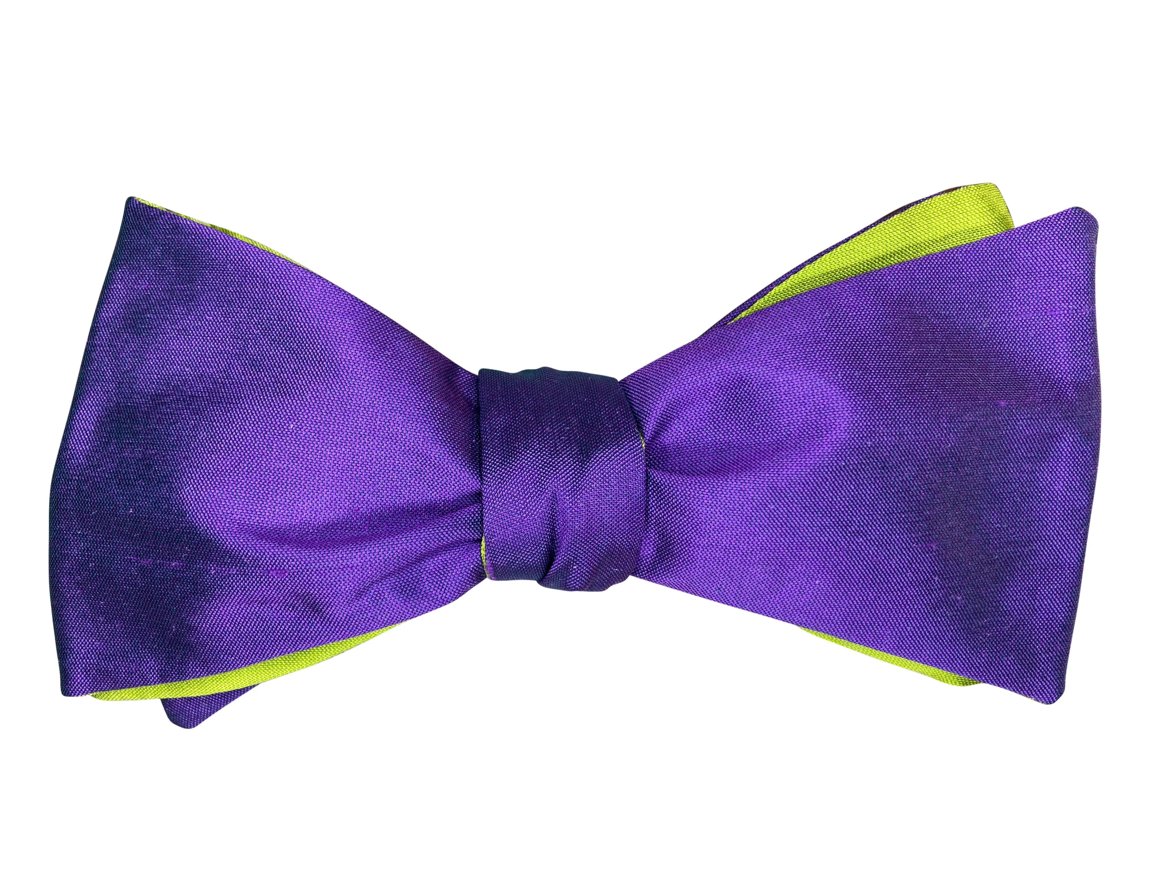 Purple & Green Silk 4-Way Bow Tie