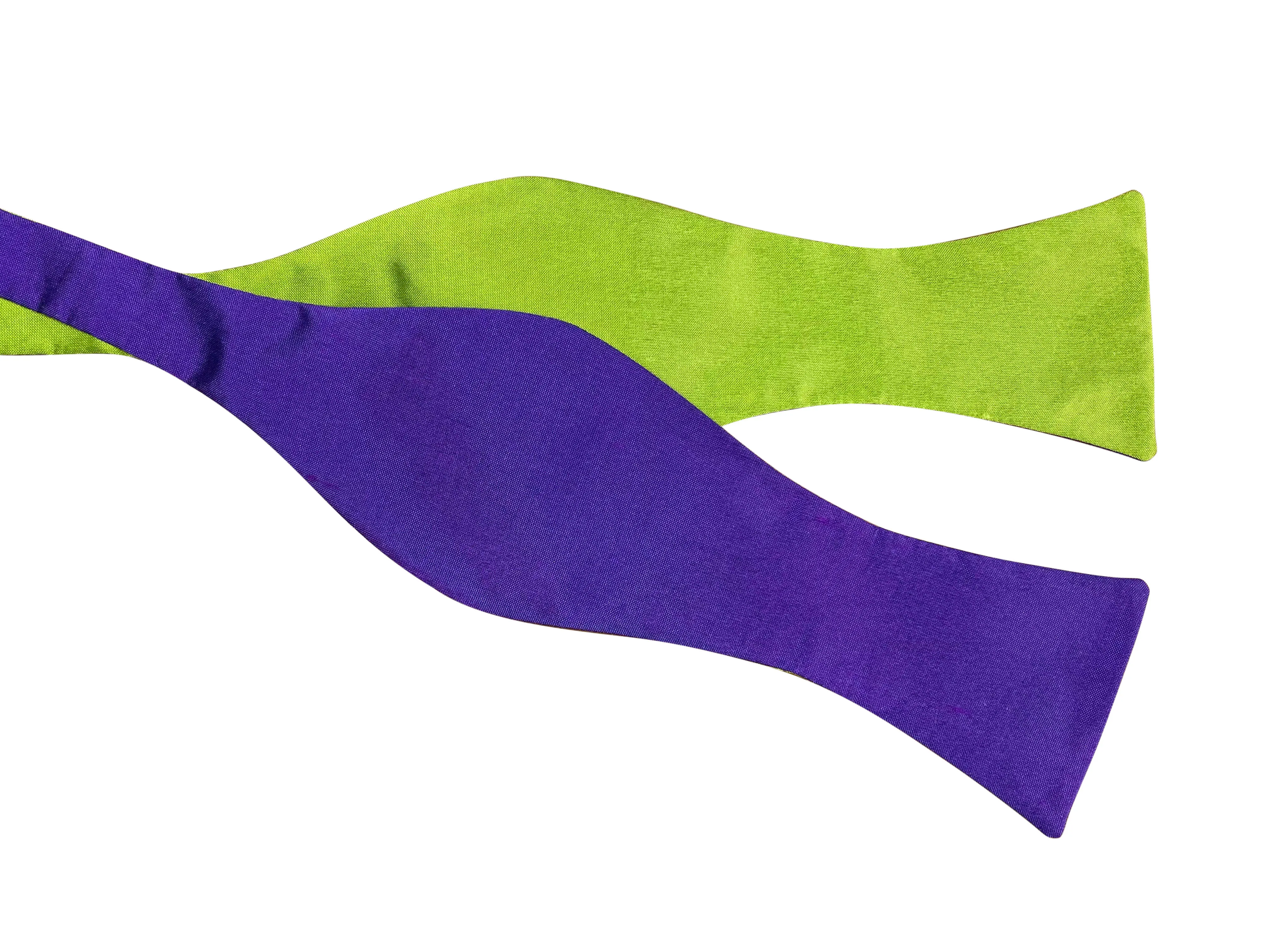Purple & Green Silk 4-Way Bow Tie