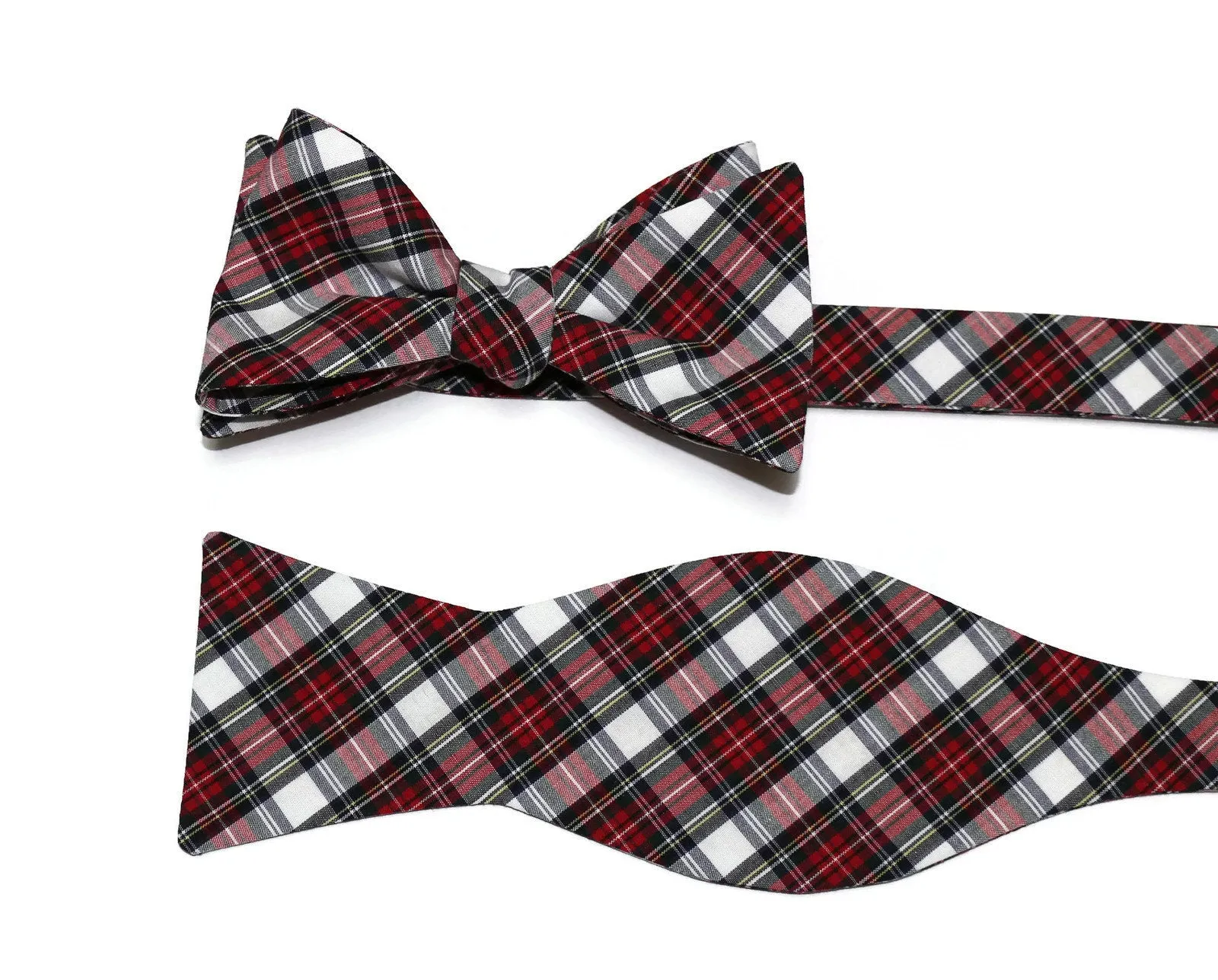 Red & White Tartan Plaid Bow Tie
