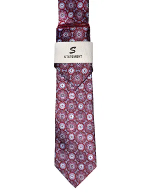 RED GEO 2 PC TIE & HANKIE SET