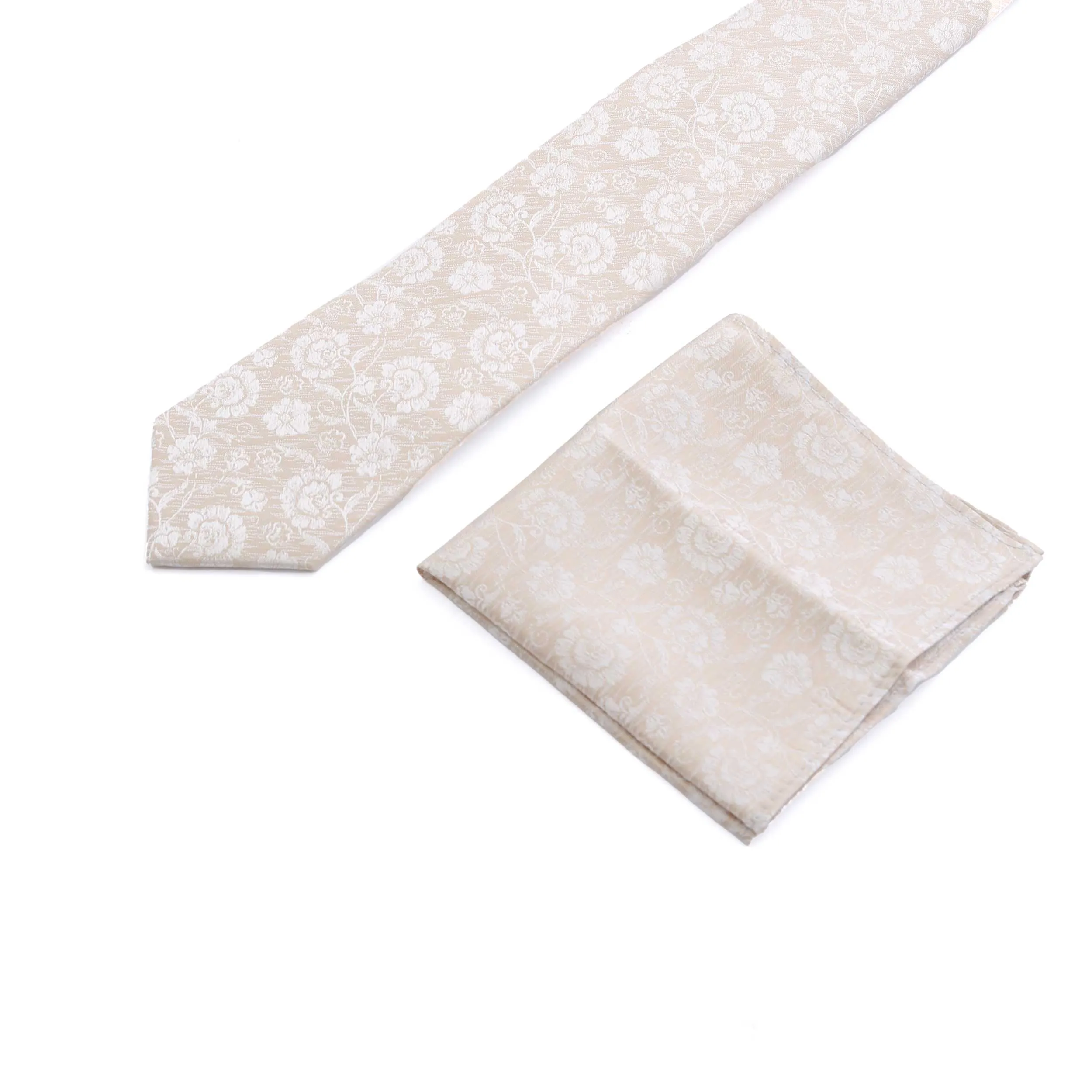 Remus Uomo Brushed Tie & Hank Set in Cream