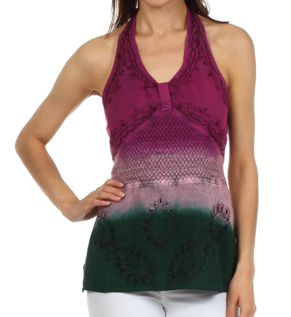 Sakkas Tallulah Embroidered Halter Top