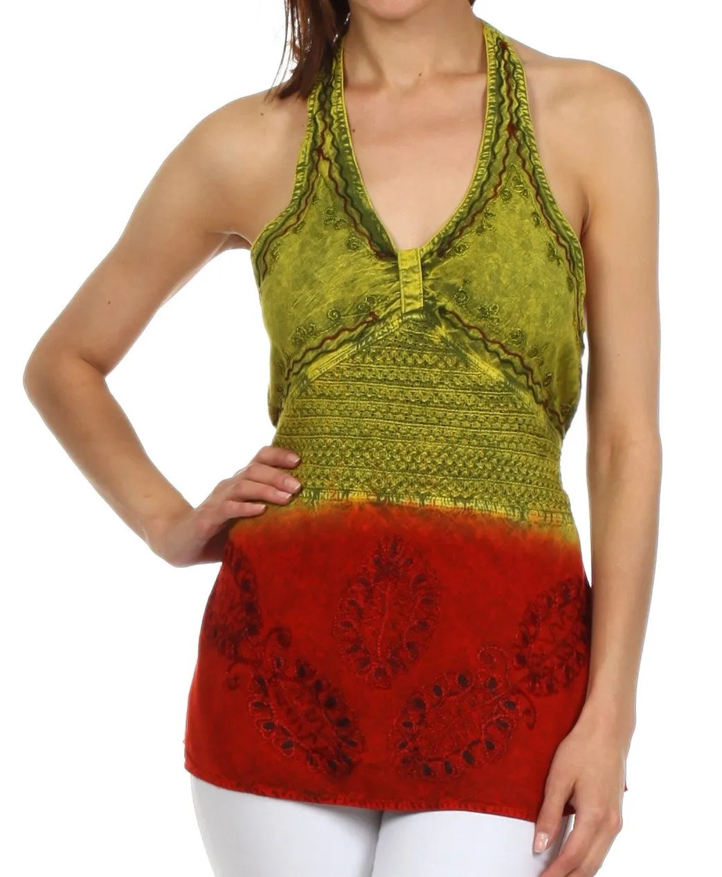 Sakkas Tallulah Embroidered Halter Top