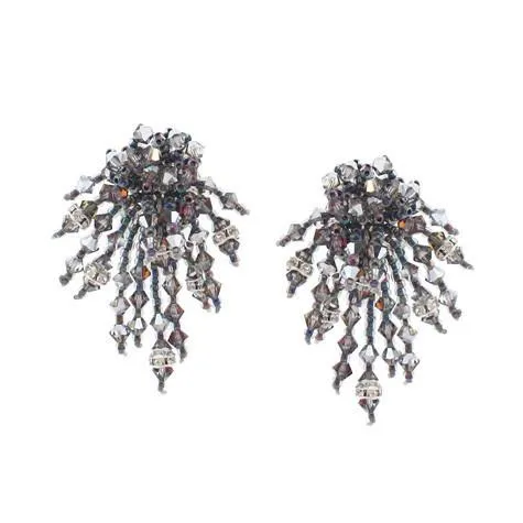 Silver Woven Earrings with Multi-Color Highlights