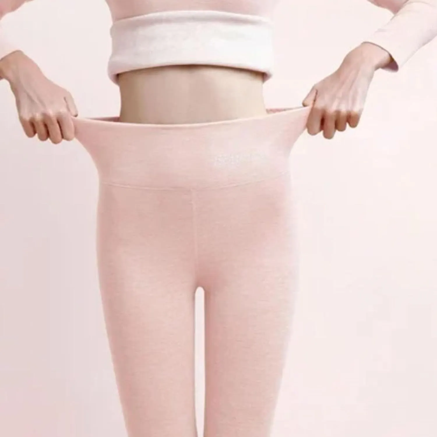Soft Clouds Fleece Leggings for Women Casual Warm Winter Solid Pants Thermal Tights High Waist Yoga Pants