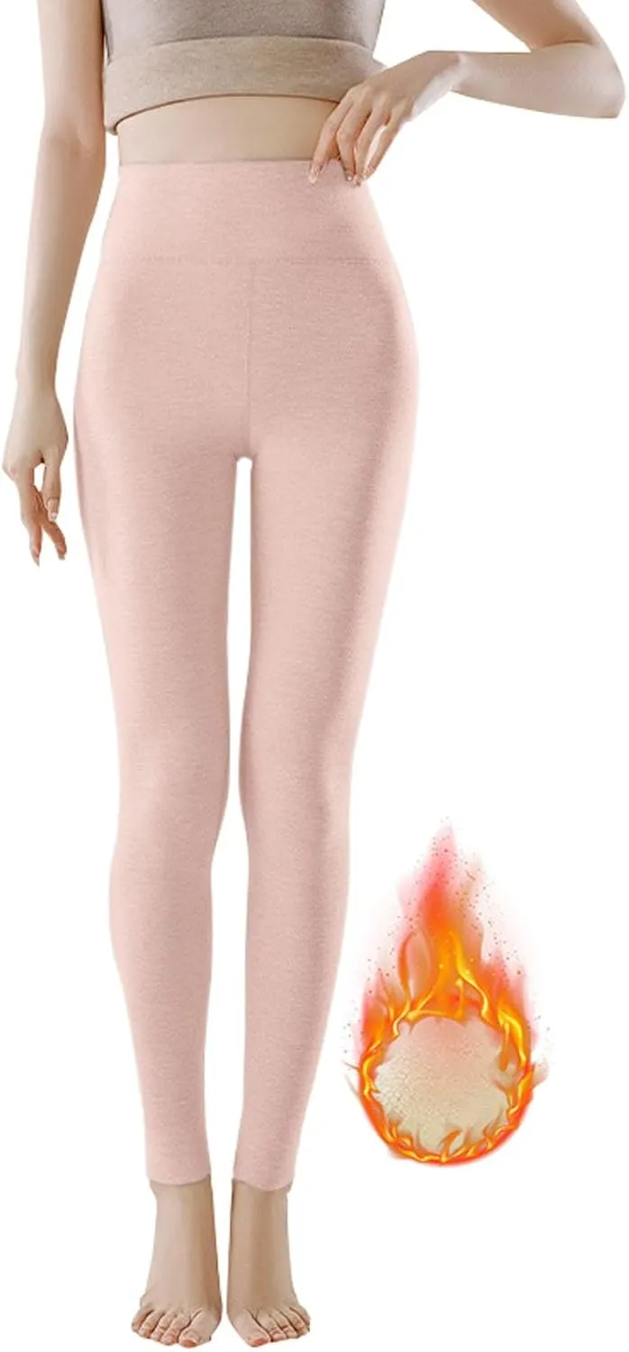 Soft Clouds Fleece Leggings for Women Casual Warm Winter Solid Pants Thermal Tights High Waist Yoga Pants