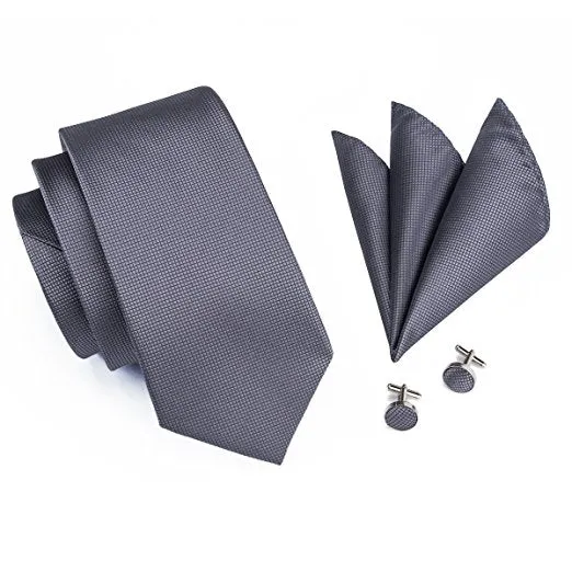 Solid Gray Wedding Necktie Set LBW104