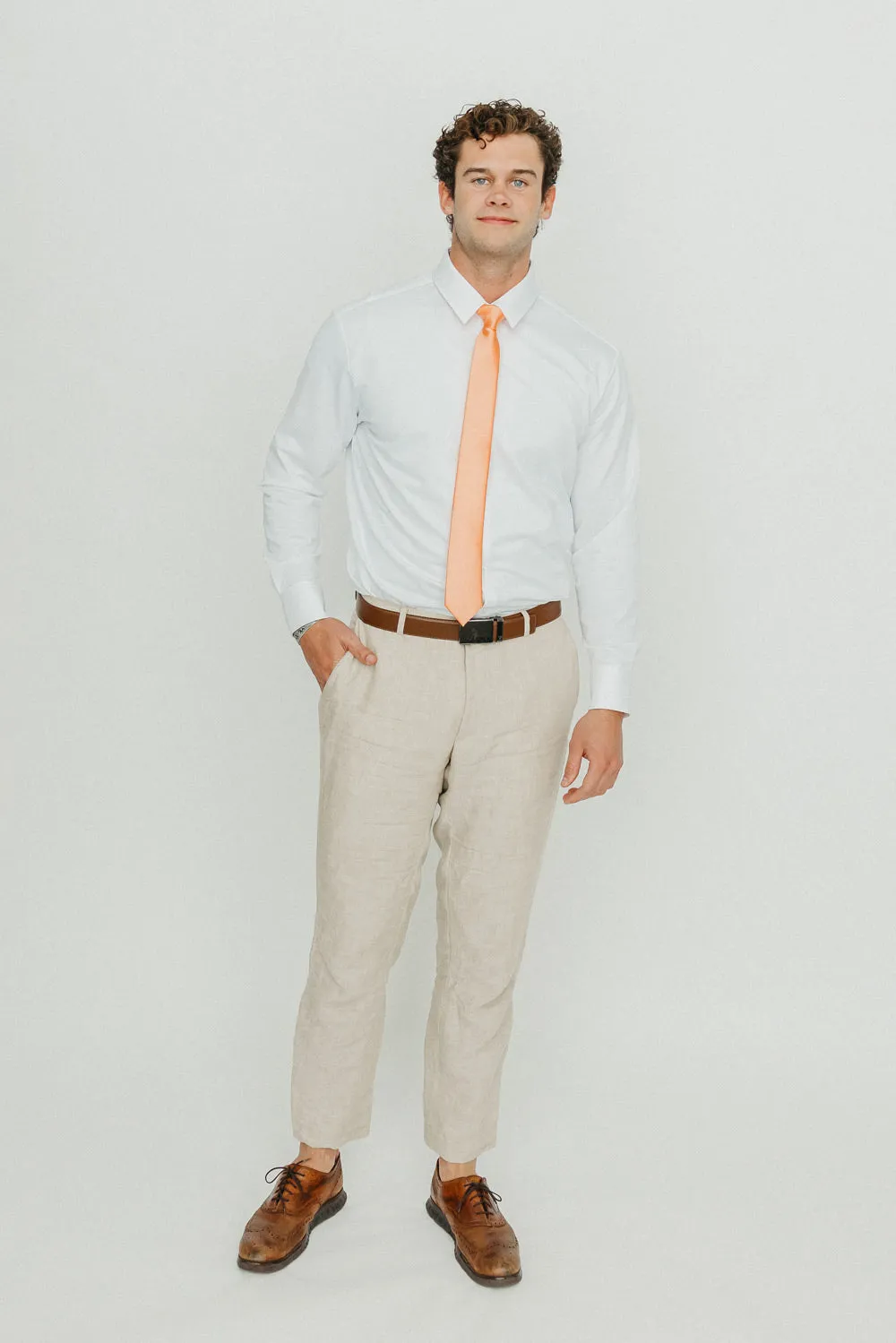 Solid Peach Satin Tie