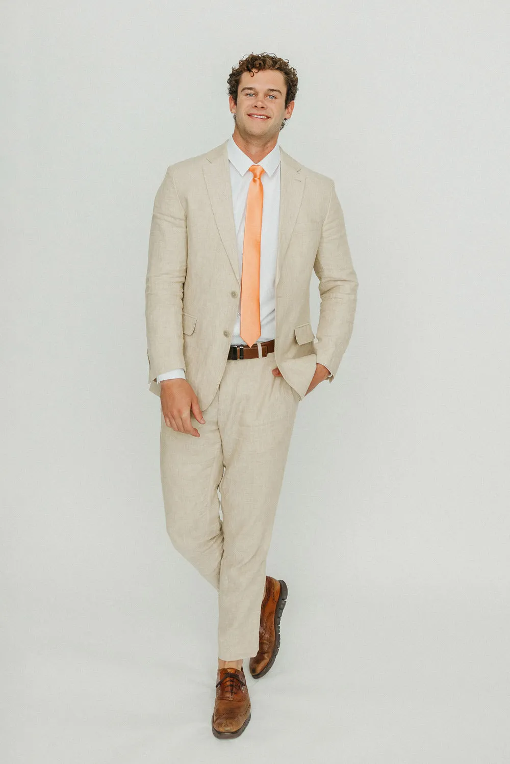 Solid Peach Satin Tie