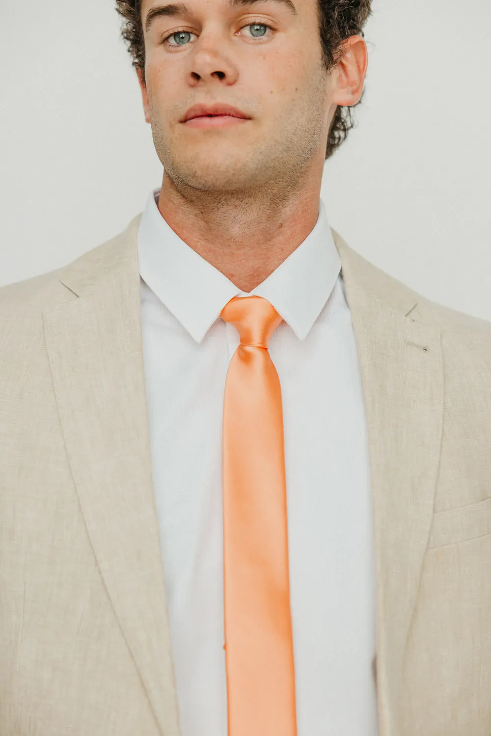Solid Peach Satin Tie