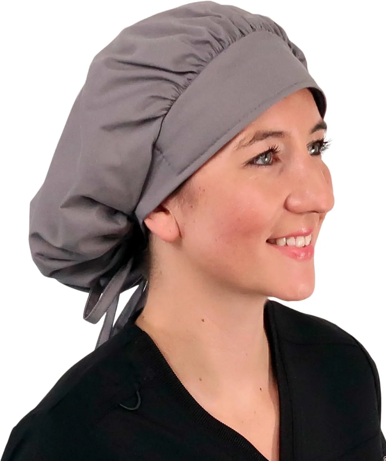 Sparkling EARTH Banded Bouffant Surgical Scrub Ponytail Working Caps - 100% Cotton - Made in The USA