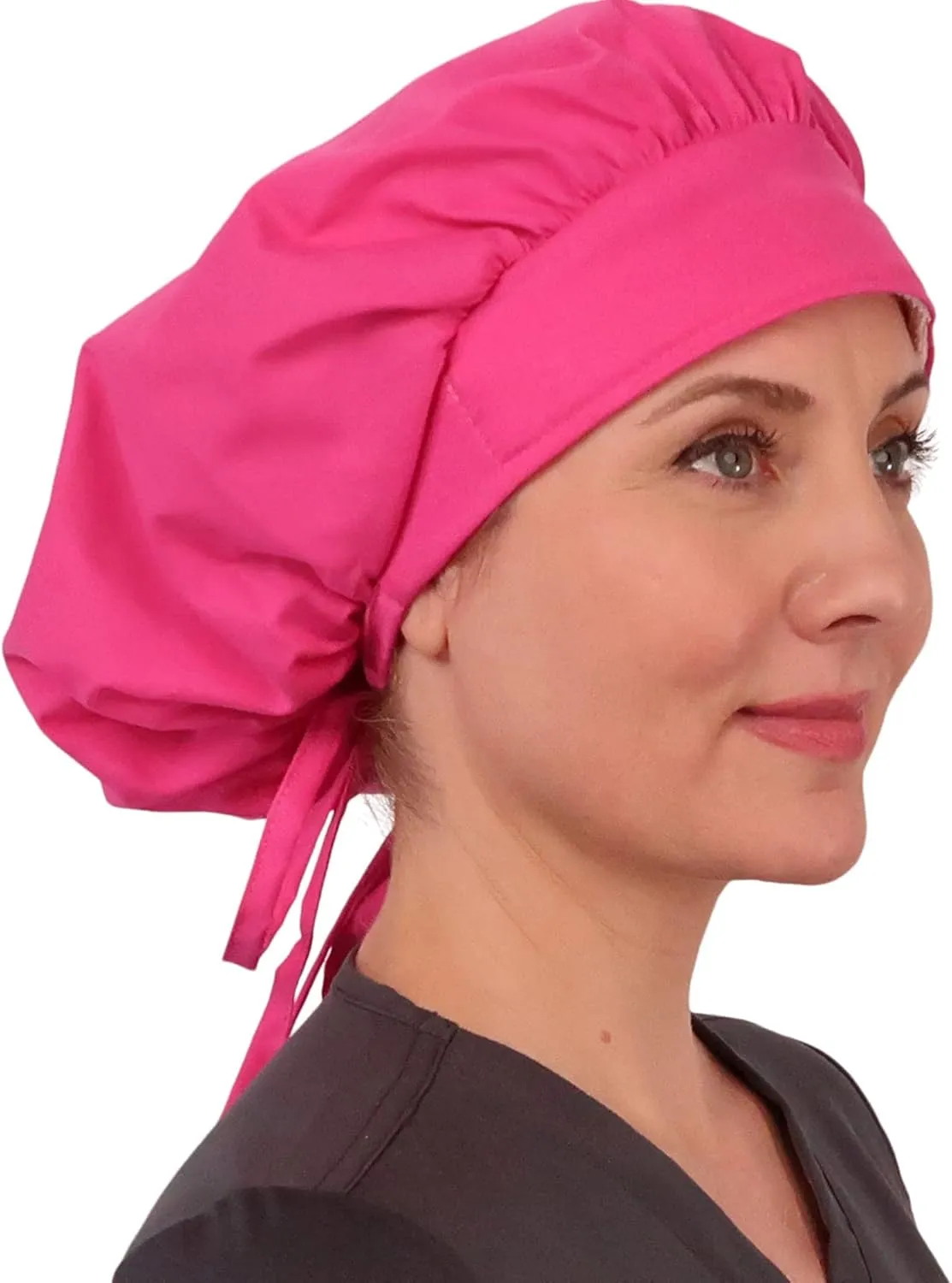 Sparkling EARTH Banded Bouffant Surgical Scrub Ponytail Working Caps - 100% Cotton - Made in The USA