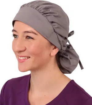 Sparkling EARTH Banded Bouffant Surgical Scrub Ponytail Working Caps - 100% Cotton - Made in The USA