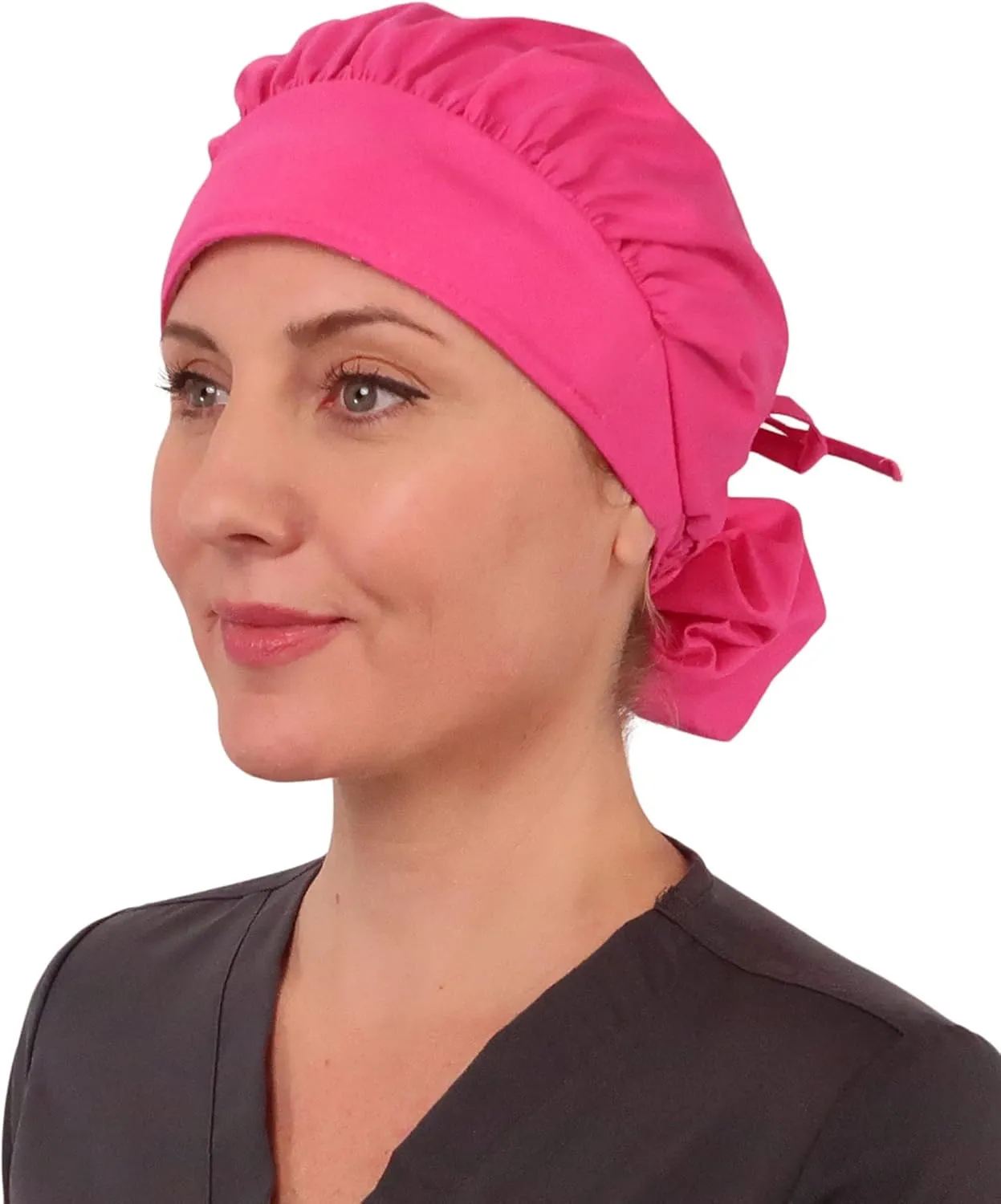 Sparkling EARTH Banded Bouffant Surgical Scrub Ponytail Working Caps - 100% Cotton - Made in The USA