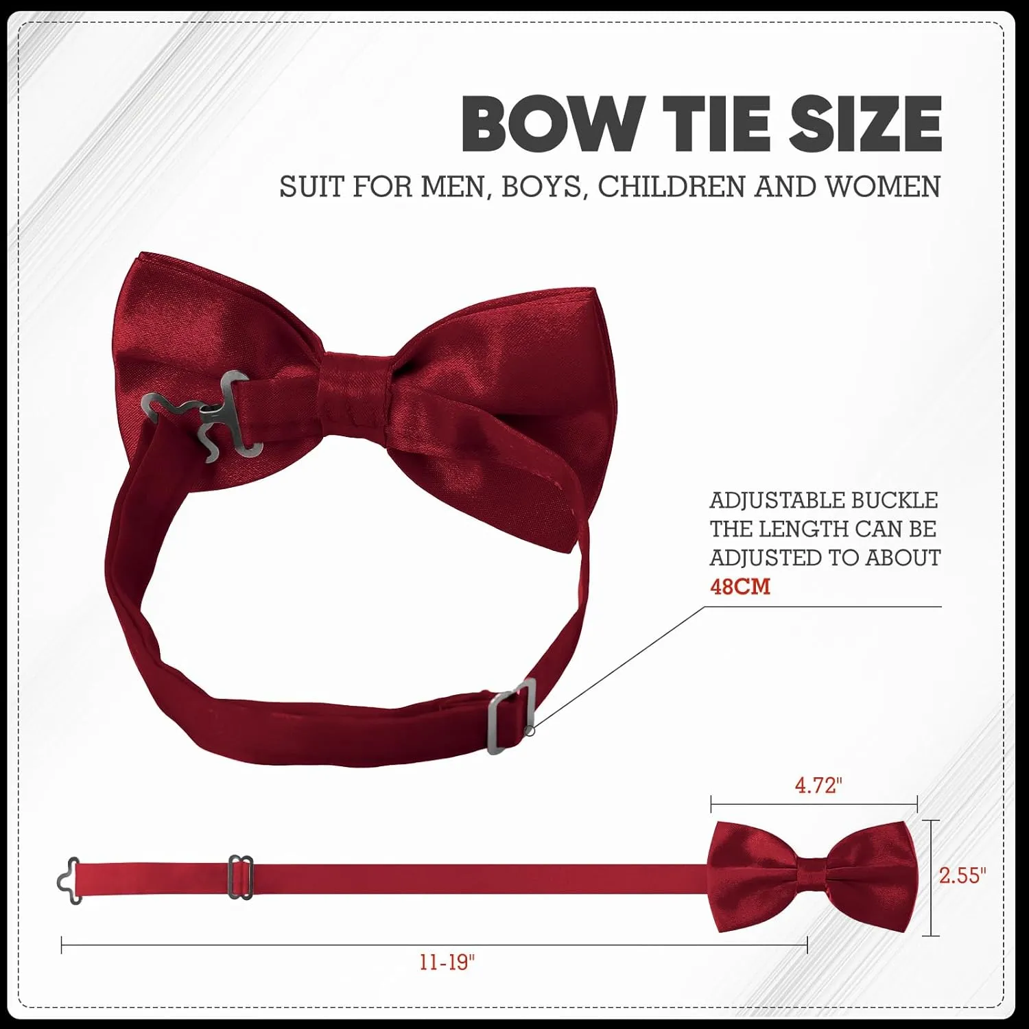 SURVODJA Men Bow Tie Adjustable Length Wedding Male Fashion Boys Satin Bowties