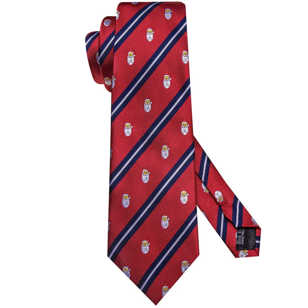 Ties2you Red Blue Striped Christmas Santa Claus Necktie Square Cufflinks Set