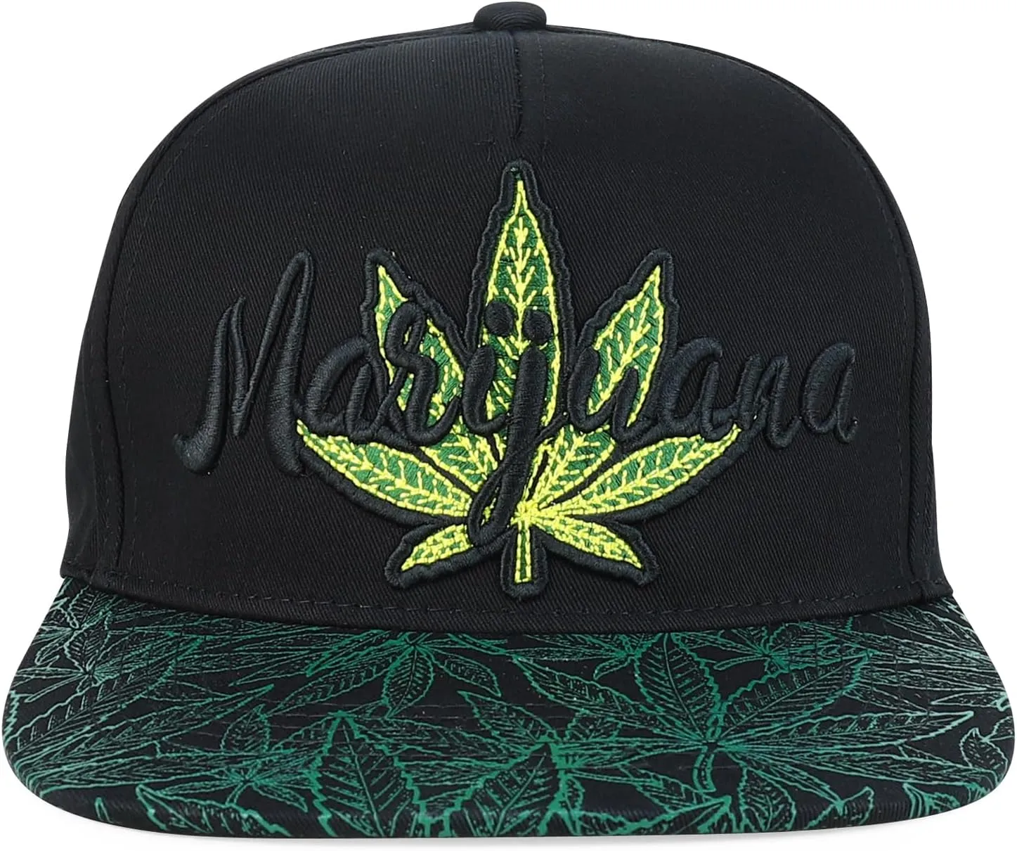 Trendy Apparel Shop Rasta Marijuana Leaf Weed 3D Embroidered Flat Bill Snapback Cap