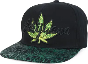Trendy Apparel Shop Rasta Marijuana Leaf Weed 3D Embroidered Flat Bill Snapback Cap